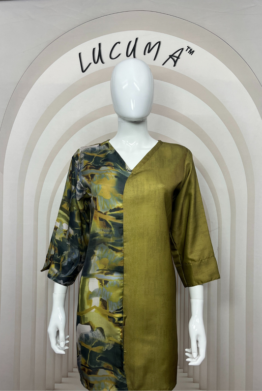 Premium Smooth Finish Olive Green Floral Shirt : Premium Outfit