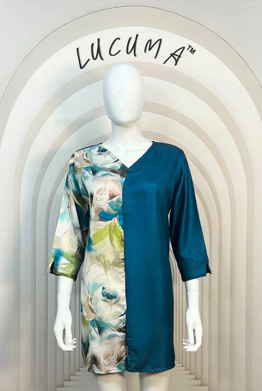 Premium Smooth Finish Teal Blue Floral Shirt : Premium Outfit