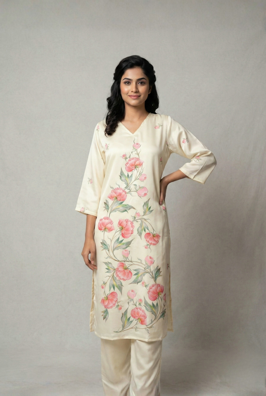 Elegant Cream Kurti Pair for Daily Wear