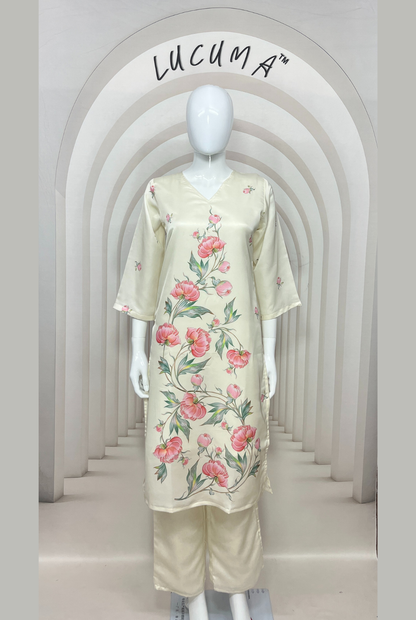 Elegant Cream Kurti Pair for Daily Wear