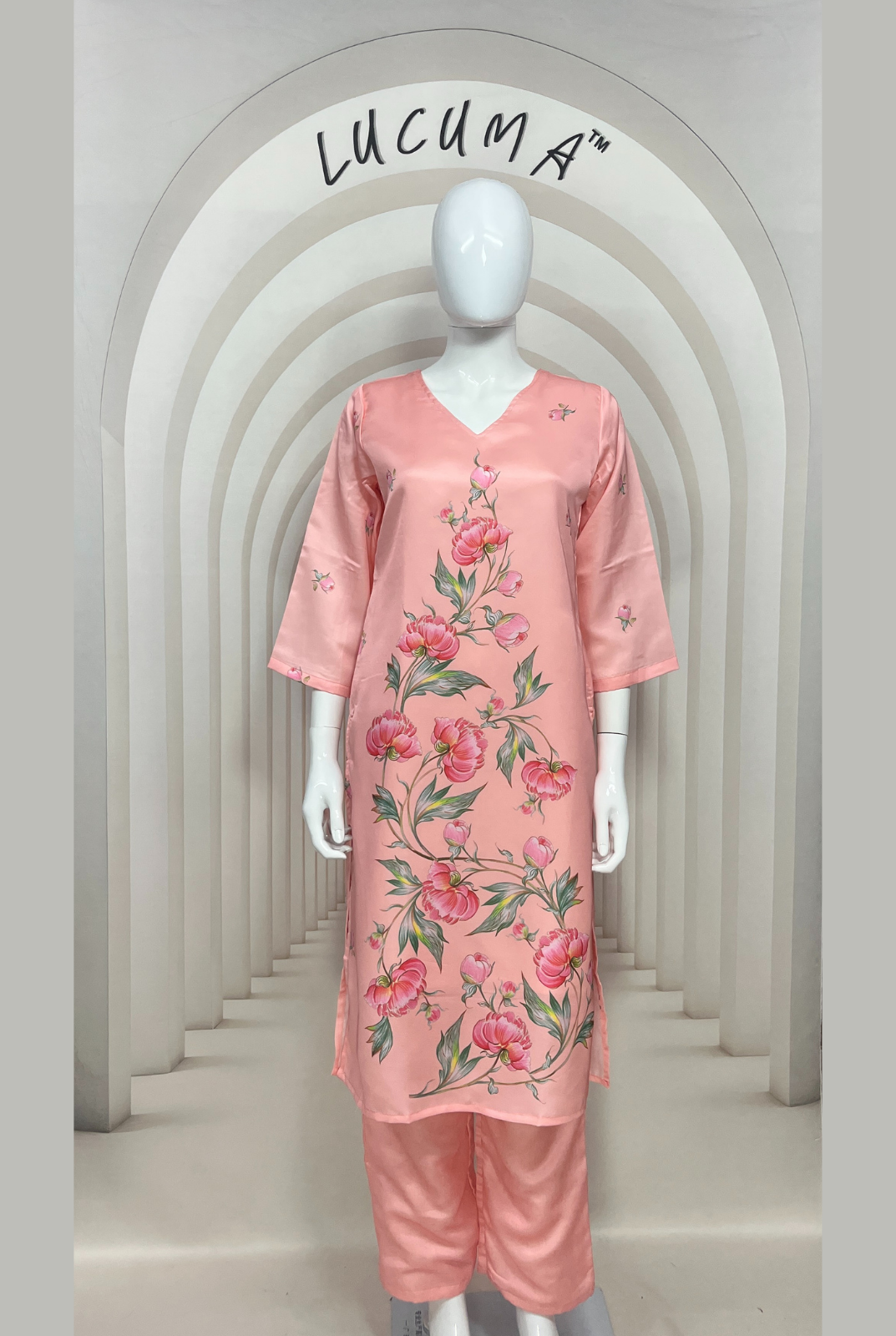Elegant Peach Kurti Pair for Daily Wear