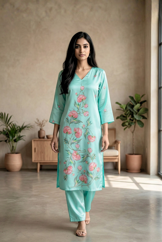 Elegant Light Blue Kurti Pair for Daily Wear