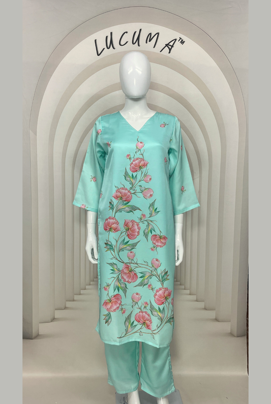 Elegant Light Blue Kurti Pair for Daily Wear