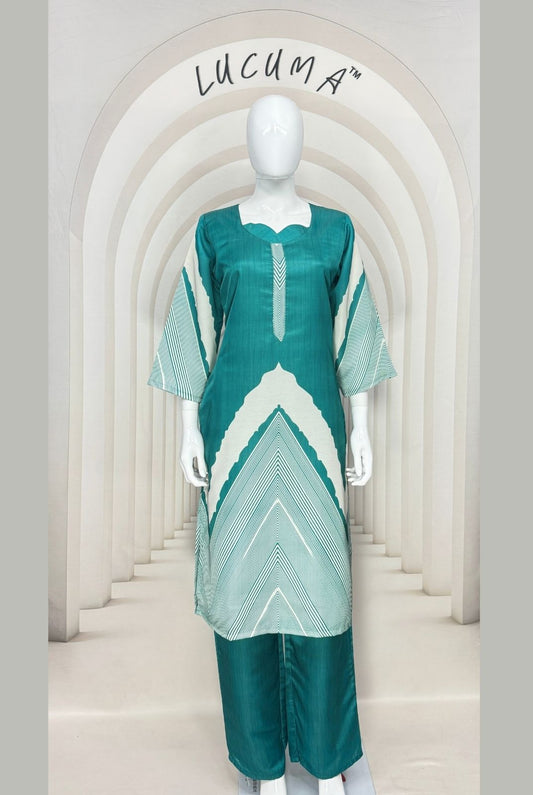 Bright Rama Glass Satin kurti with pant set