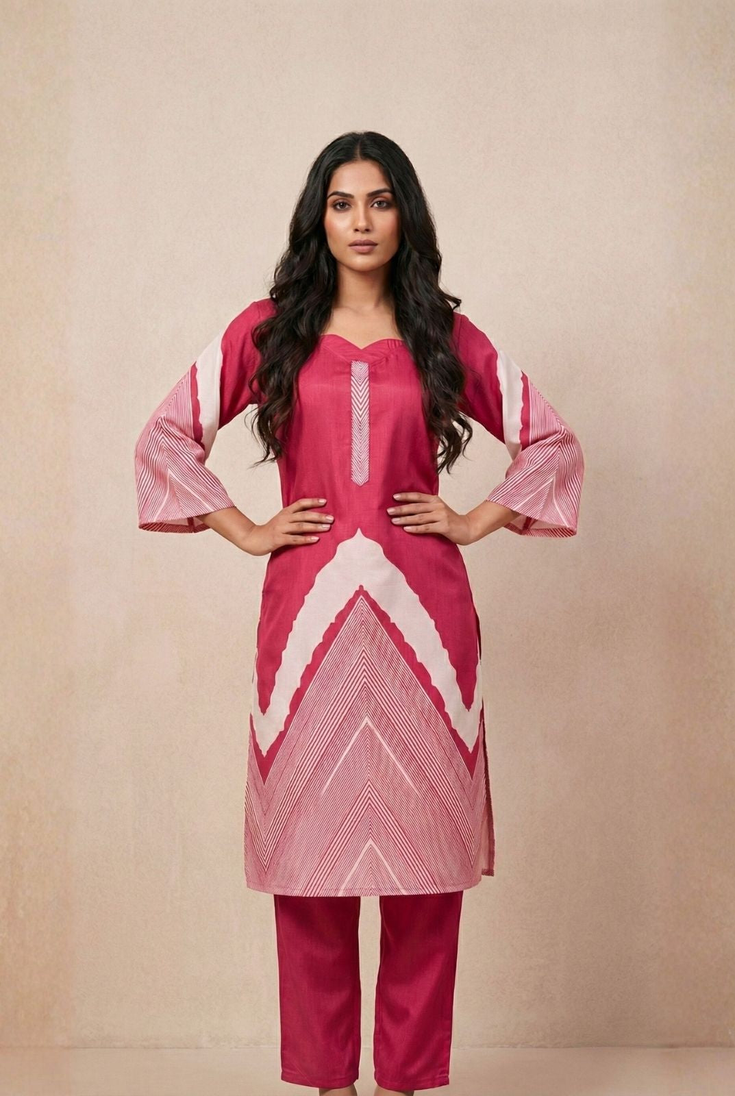 Bright Rani Glass Satin kurti with pant set