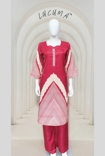 Bright Rani Glass Satin kurti with pant set