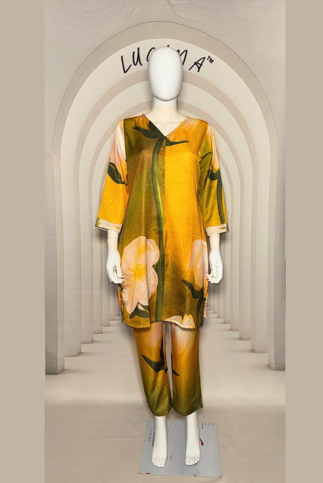 Sunny Yellow Soft Glass Satin Daily Wear CO-Ord Set