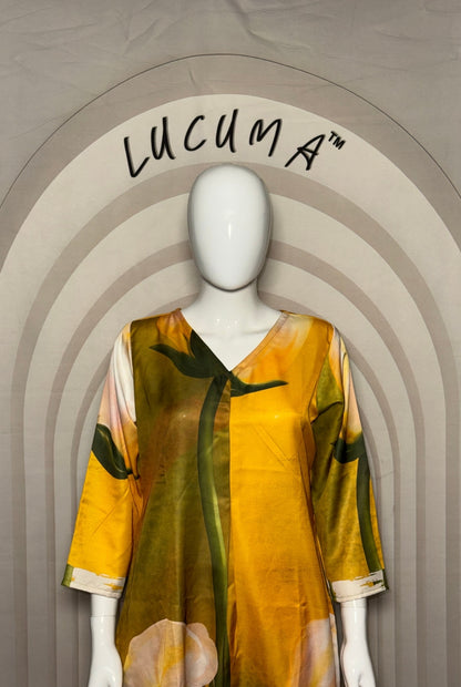 Sunny Yellow Soft Glass Satin Daily Wear CO-Ord Set