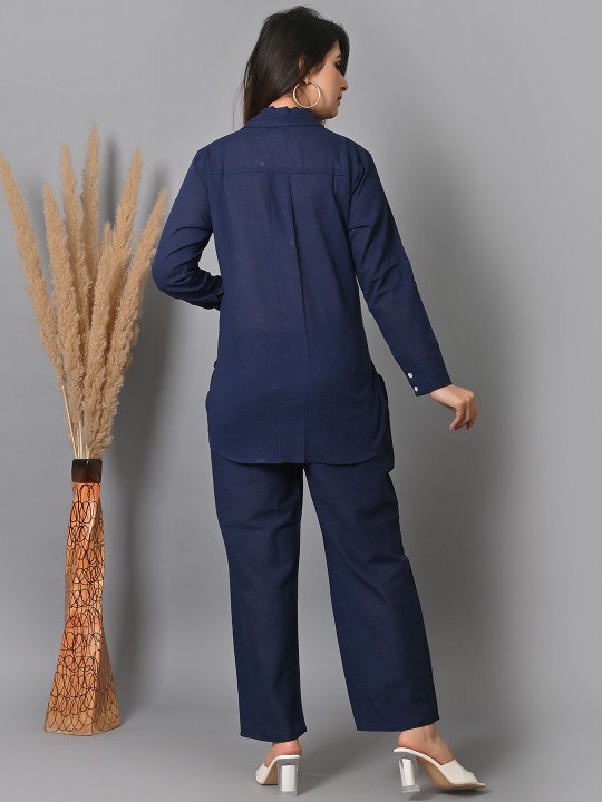 Navy Blue Co-ord set for Daily Wear Touch Up Embroidery