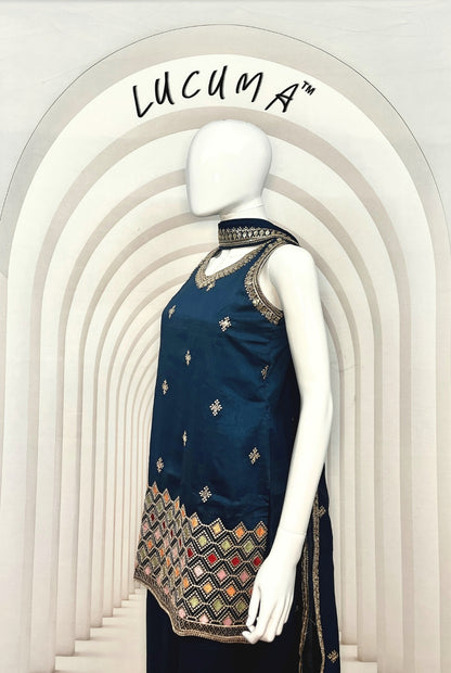 Gorgeous Morpich Silk Spaghetti Sharara Set