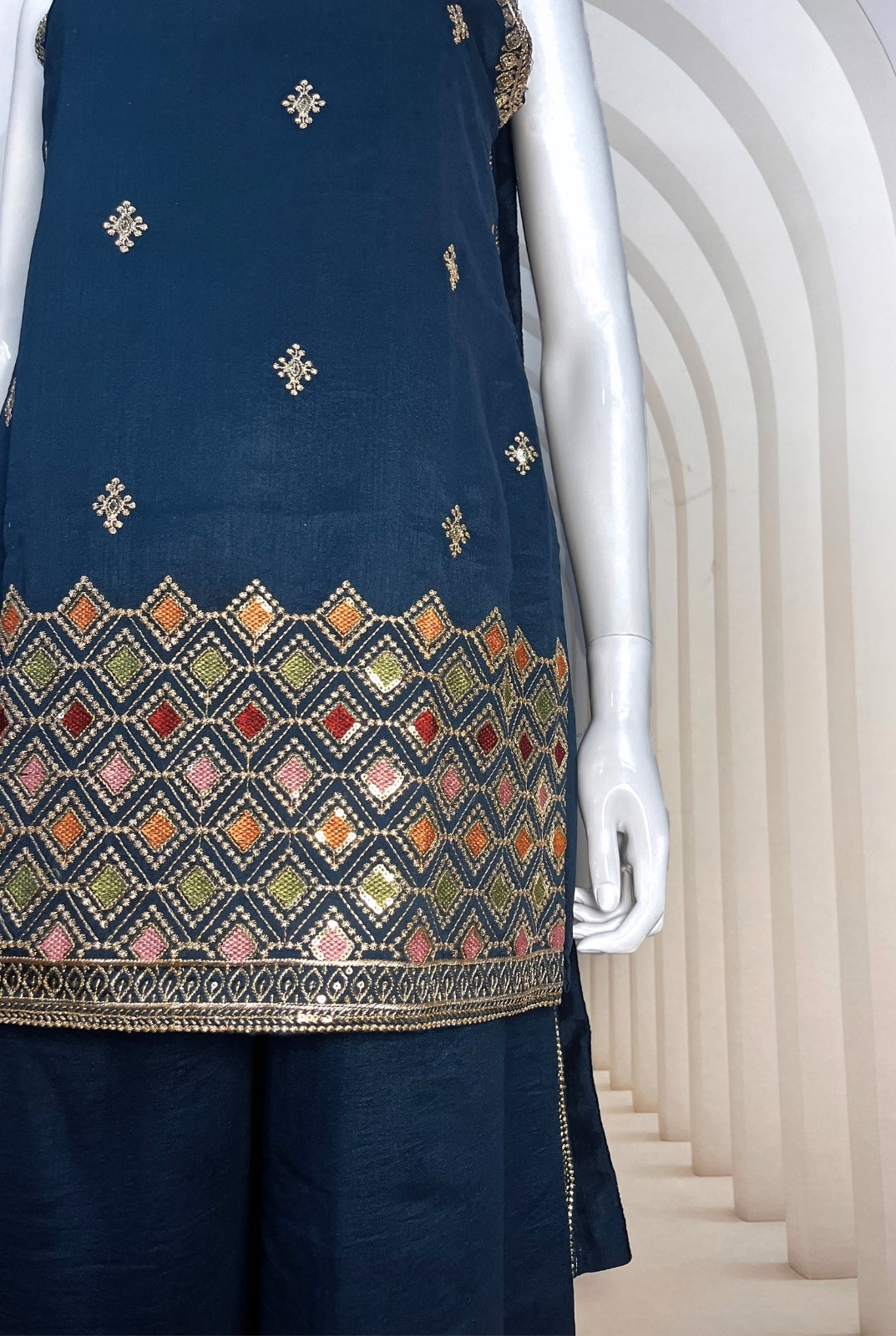 Gorgeous Morpich Silk Spaghetti Sharara Set