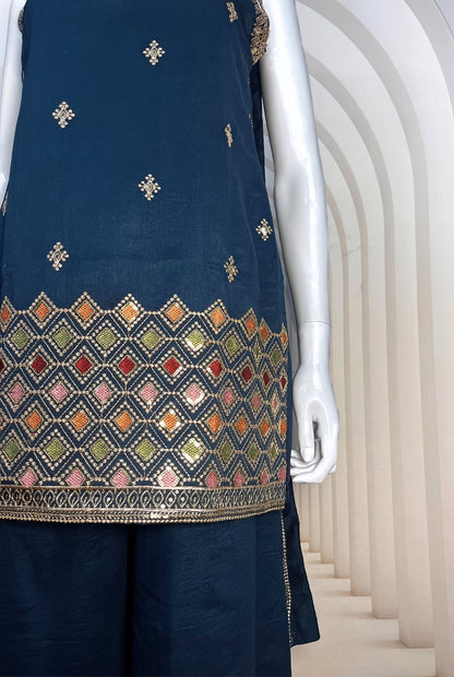 Gorgeous Morpich Silk Spaghetti Sharara Set