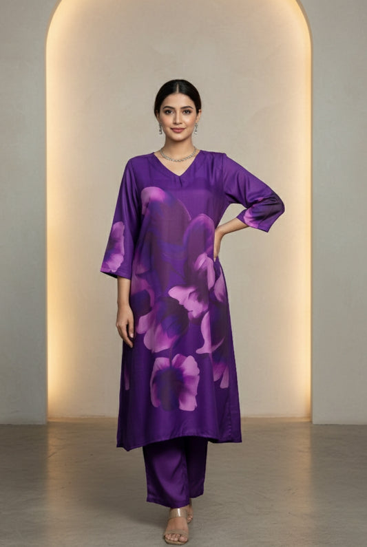 Premium Purple Daily Wear Kurti Pair