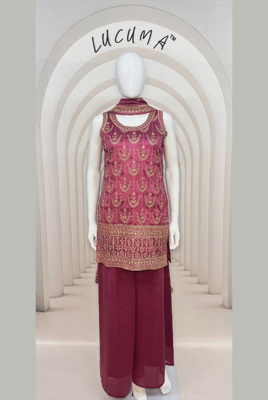 Gorgeous Onion Silk Spaghetti Sharara Suit