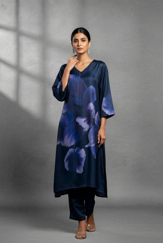 Premium Navy Blue Daily Wear Kurti Pair