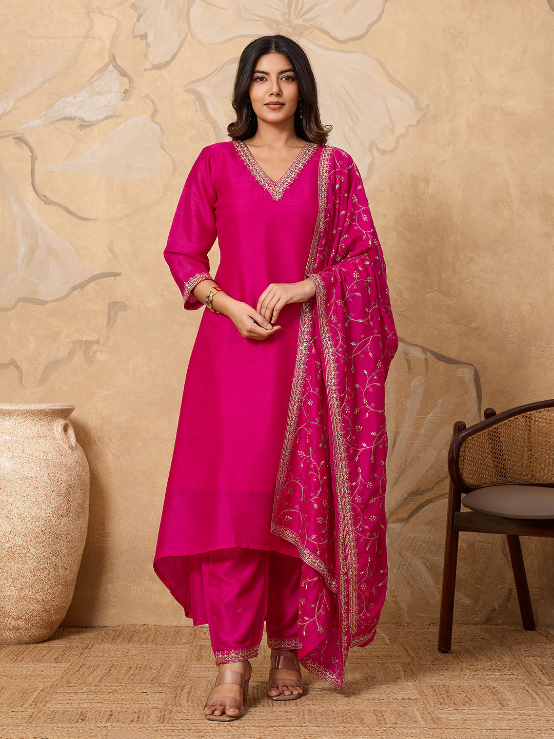 Full-Length Anarkali Suit with Heavy Dupatta Work