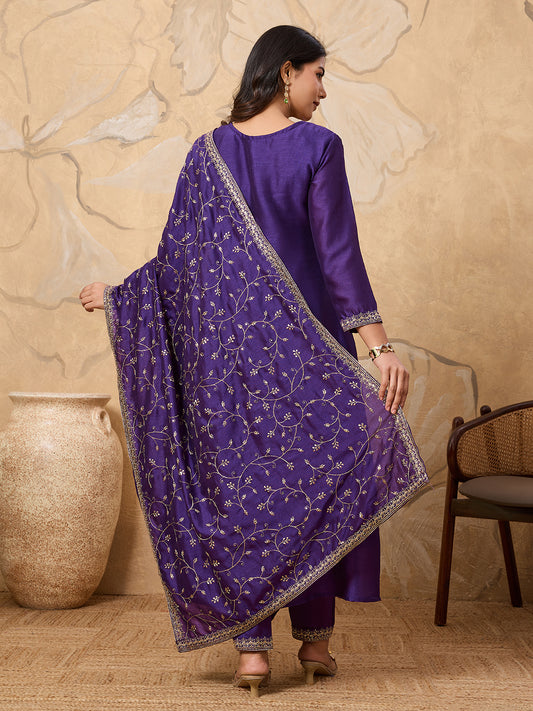 Full-Length Anarkali Suit with Heavy Dupatta Work