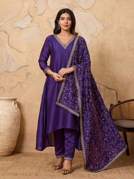 Full-Length Anarkali Suit with Heavy Dupatta Work