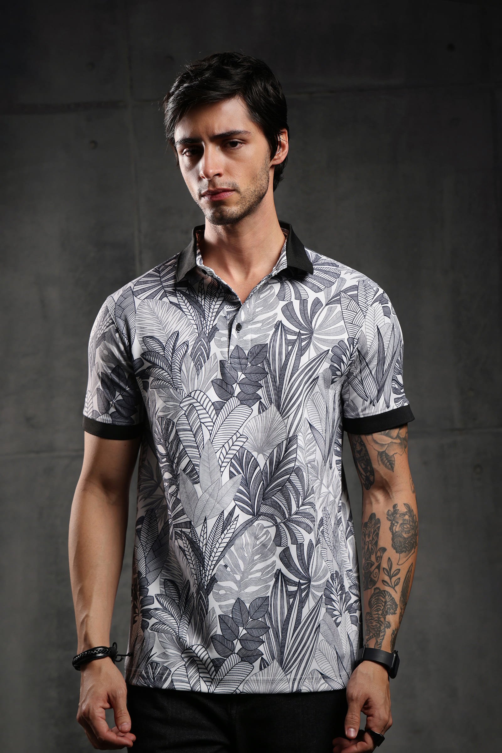 Men's Tropical Leaf Print Polo Tshirt: Bold Style for Every Outing - Image 7