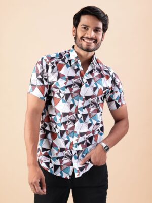 Men’s Trendy Geometric Print Short Sleeve Shirt