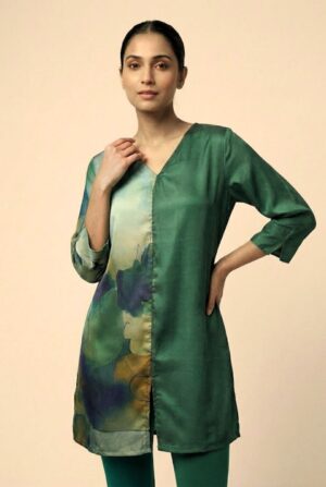 Premium Smooth Finish Dark Green Floral Shirt : Premium Outfit