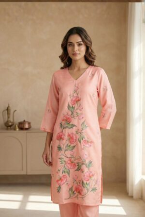 Elegant Peach Kurti Pair for Daily Wear