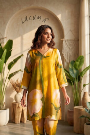 Sunny Yellow Soft Glass Satin Daily Wear CO-Ord Set